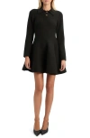 Bardot Lexter Long Sleeve Fit & Flare Polo Sweater Minidress In Brown