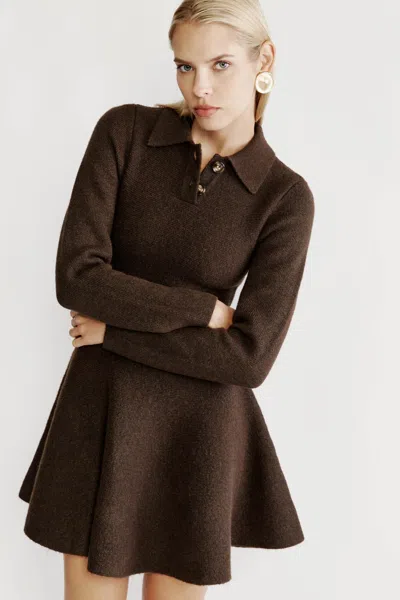 Bardot Lexter Long Sleeve Knit Dress In Chocolate