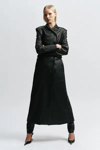 Bardot Liana Vegan Leather Coat In Black