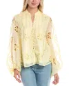 Bardot Lace Long Sleeve Blouse In Yellow