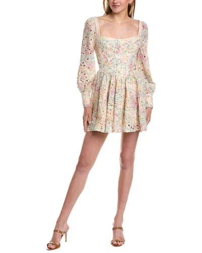 Bardot Lila Flounce Broderie Mini Dress In Neutral