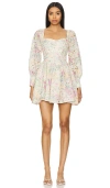 Bardot Lila Floral Eyelet Corset Long Sleeve Minidress In 素雅花卉