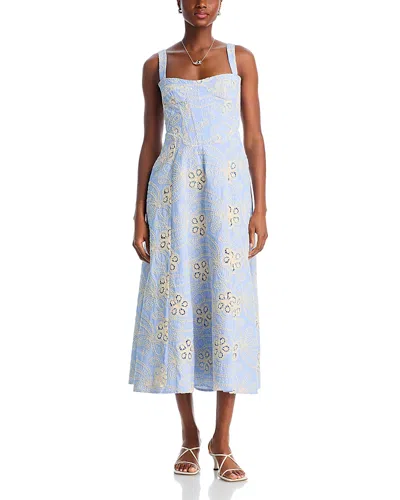 Bardot Lilah Corset Midi Dress Baby Blue Floral