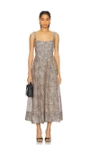Bardot Lilah Corset Linen-blend Midi Dress In Brown