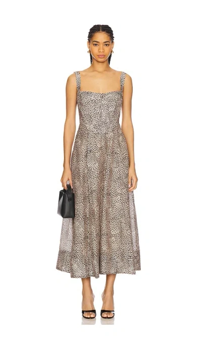 Bardot Lilah Corset Midi Dress In Brown
