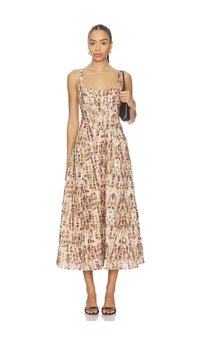 Bardot Lilah Corset Midi Dress In Neutral