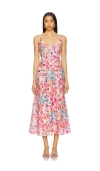 Bardot Lilah Floral Corset Midi Dress In Pink