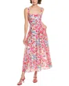Bardot Lilah Floral Corset Midi Dress In Pink