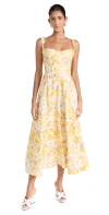 Bardot Lilah Corset Midi Dress In Yellow Floral