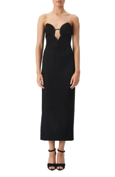 Bardot Lilah Strapless Sheath Midi Dress In Black
