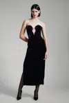 Bardot Lilah Velour Midi Dress In Drk Purple