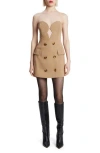 Bardot Lility Button Front Minidress In Camel