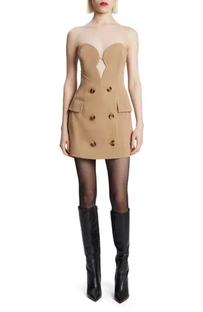 Bardot Lility Button Front Minidress In Camel