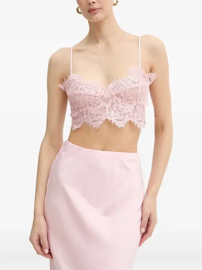 Bardot Linella Lace-trim Crop Top In Brown