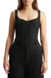 Bardot Linen Corset Top In Black
