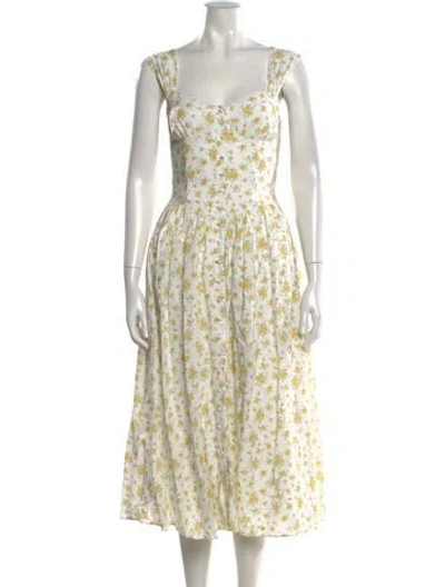 Pre-owned Bardot Linen Midi Length Dress In White