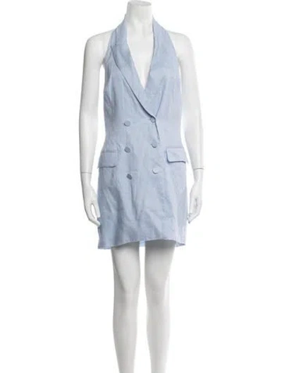 Pre-owned Bardot Linen Mini Dress In Blue