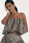 Bardot Lissett Leopard Strapless Bubble-hem Blouse In Beige