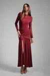 Bardot Liyana Ruched Long Sleeve Mesh Maxi Dress