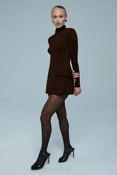 Bardot Lizet Long Sleeve Mini Dress In Brown