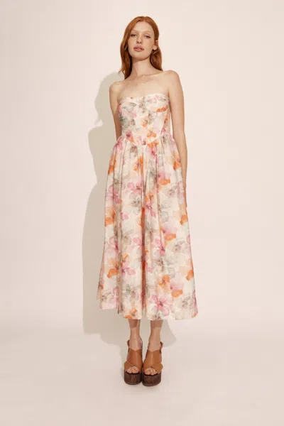 Bardot Lola Corset Midi Dress In Apricot Fl
