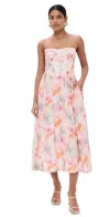 Bardot Lola Corset Midi Dress Apricot Floral In Gold