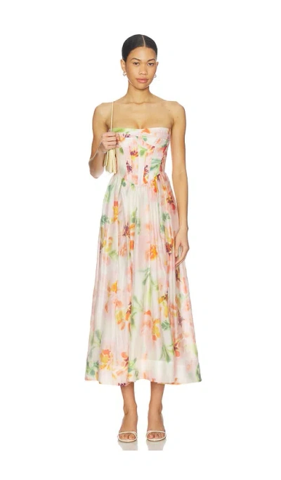 Bardot Lola Corset Midi Dress In Multi
