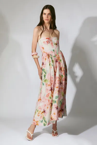 Bardot Lola Corset Midi Dress In Pink