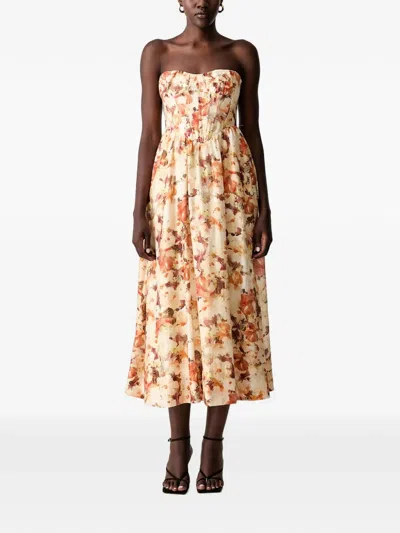 Bardot Lola Floral-print Corset-style Midi Dress In Multi