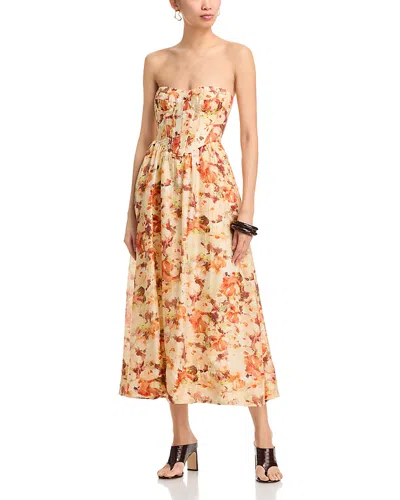 Bardot Lola Printed Midi Dress In Orange