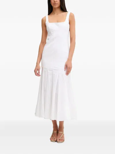 Bardot Lolita Pleated Panelled Midi Dress In White