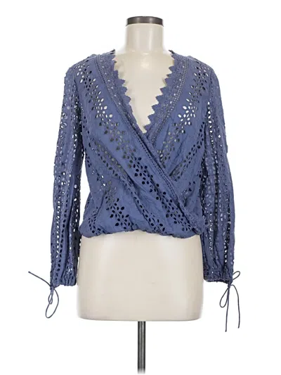 Pre-owned Bardot Long Sleeve Blouse In Blue