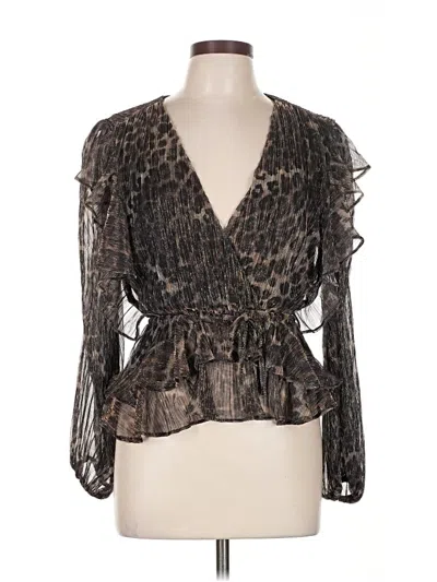 Pre-owned Bardot Long Sleeve Blouse In Brown