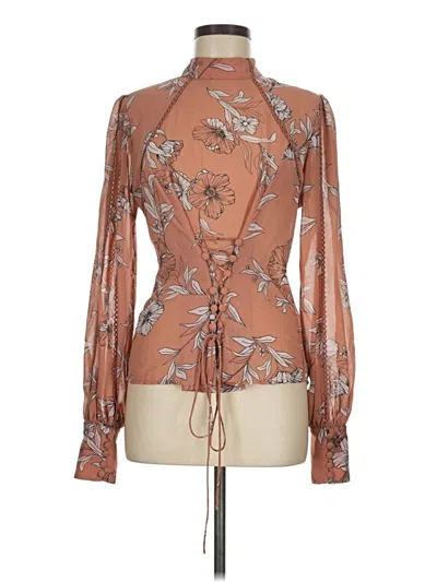 Pre-owned Bardot Long Sleeve Blouse In Brown