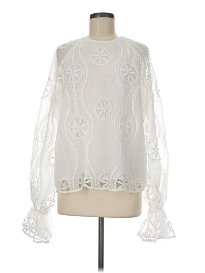 Pre-owned Bardot Long Sleeve Blouse In White