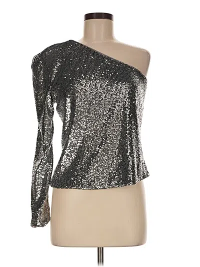Pre-owned Bardot Long Sleeve Top Silver One Shoulder Neckline Tops