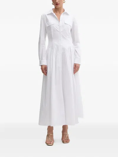 Bardot Long-sleeves Midi Shirt Dress In White