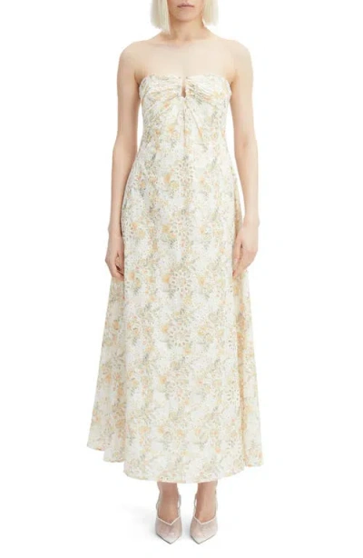 Bardot Lora Broderie Maxi Dress In Yellow Floral