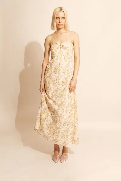 Bardot Lora Broderie Maxi Dress In Yellow Flr