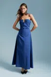Bardot Lora Strapless Cotton Poplin Maxi Dress In Navy
