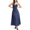 Bardot Lora Strapless Cotton Poplin Maxi Dress In Navy