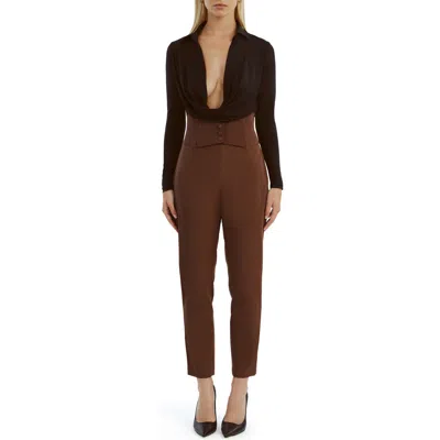 Bardot Lorel Plunge Neck Long Sleeve Bodysuit In Black