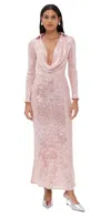 Bardot Lorel Sequin Plunge Long Sleeve Maxi Dress In Pink