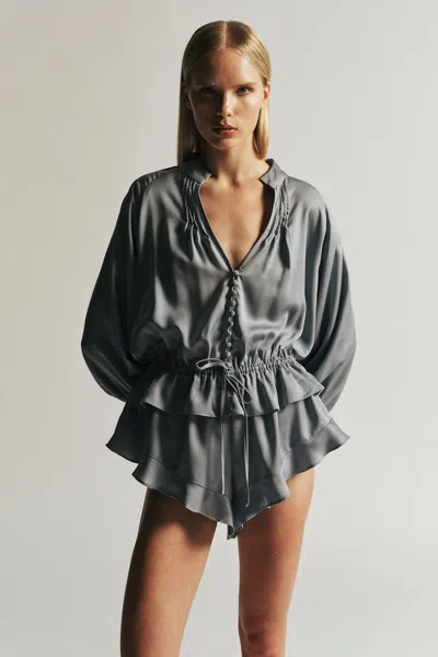 Bardot Lorelle Frill Detail Playsuit In Blue