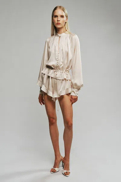 Bardot Lorelle Frill Detail Playsuit In Champagne