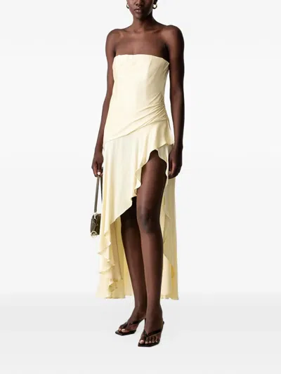 Bardot Lorenza Strapless Ruffled Midi Dress In Yellow