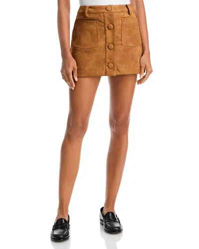 Bardot Lorenzo Croc Faux Suede Mini Skirt In Brown