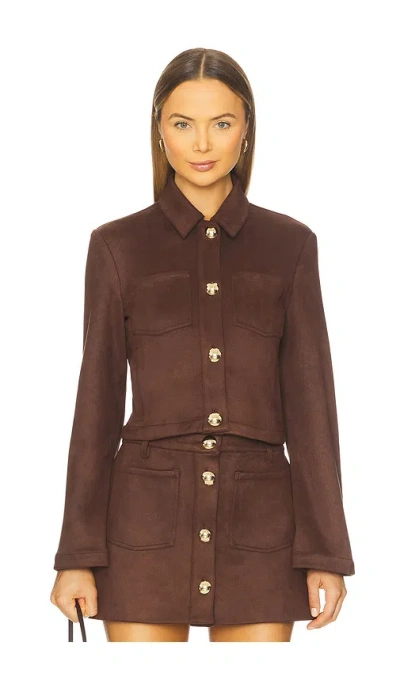 Bardot Lorenzo Faux Suede Shirt In Brown