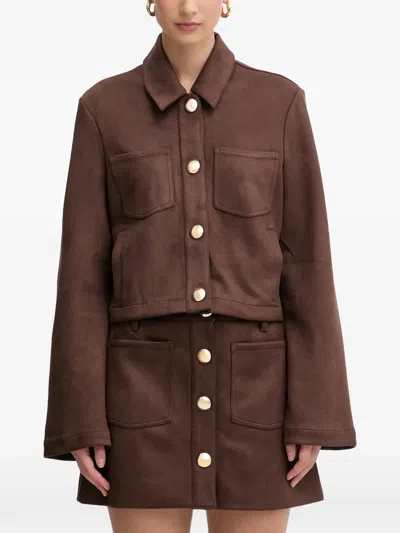 Bardot Lorenzo Vegana Button Pockets Jacket In Brown