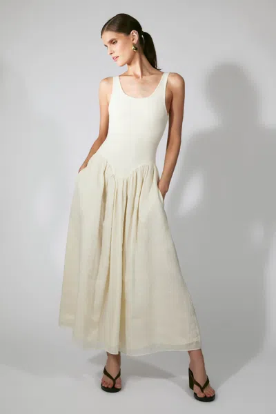 Bardot Lorie Scoop Neck Midi Dress In Neutral